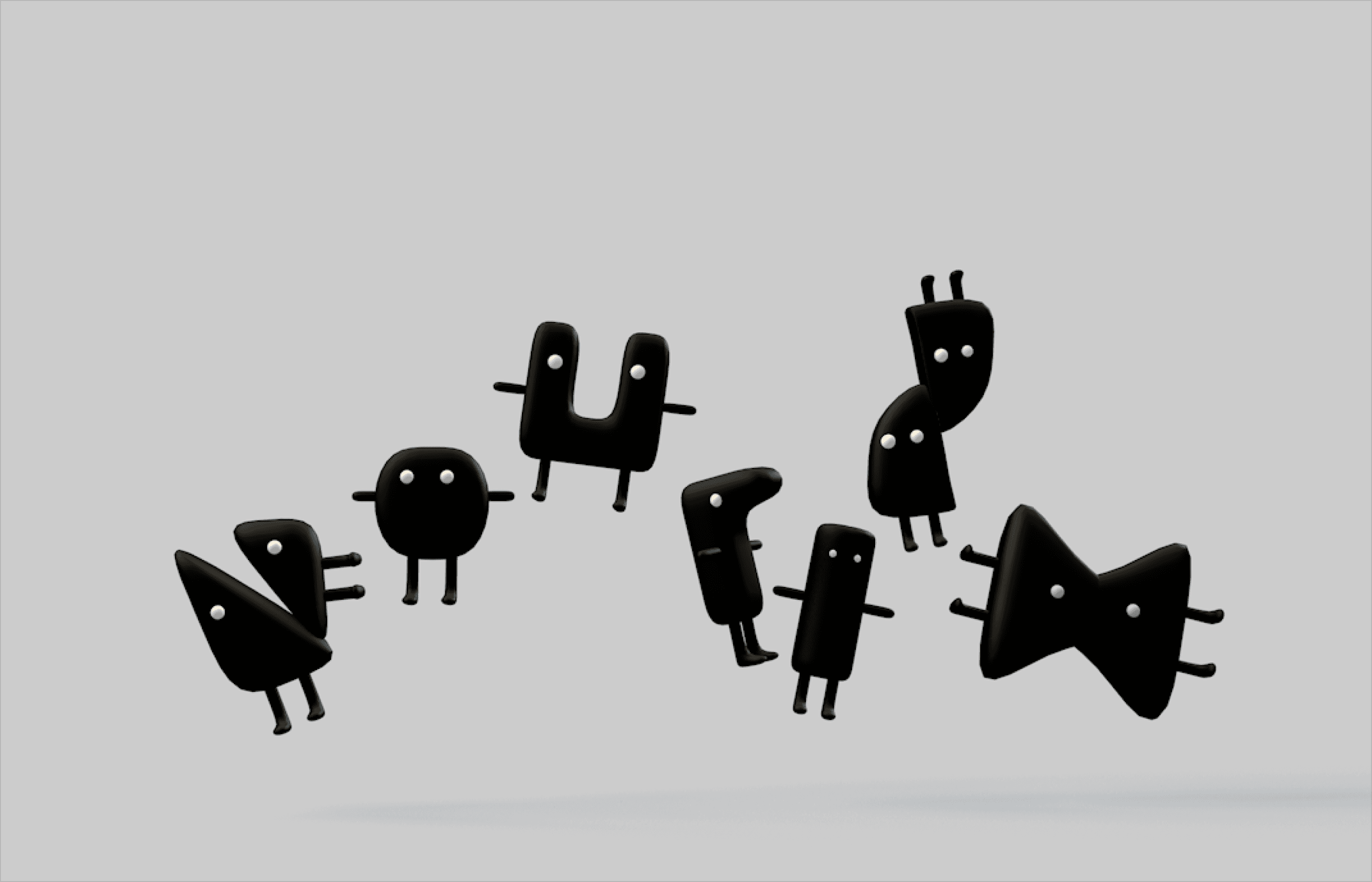 Characters representing motivational actions triggered through environment interaction